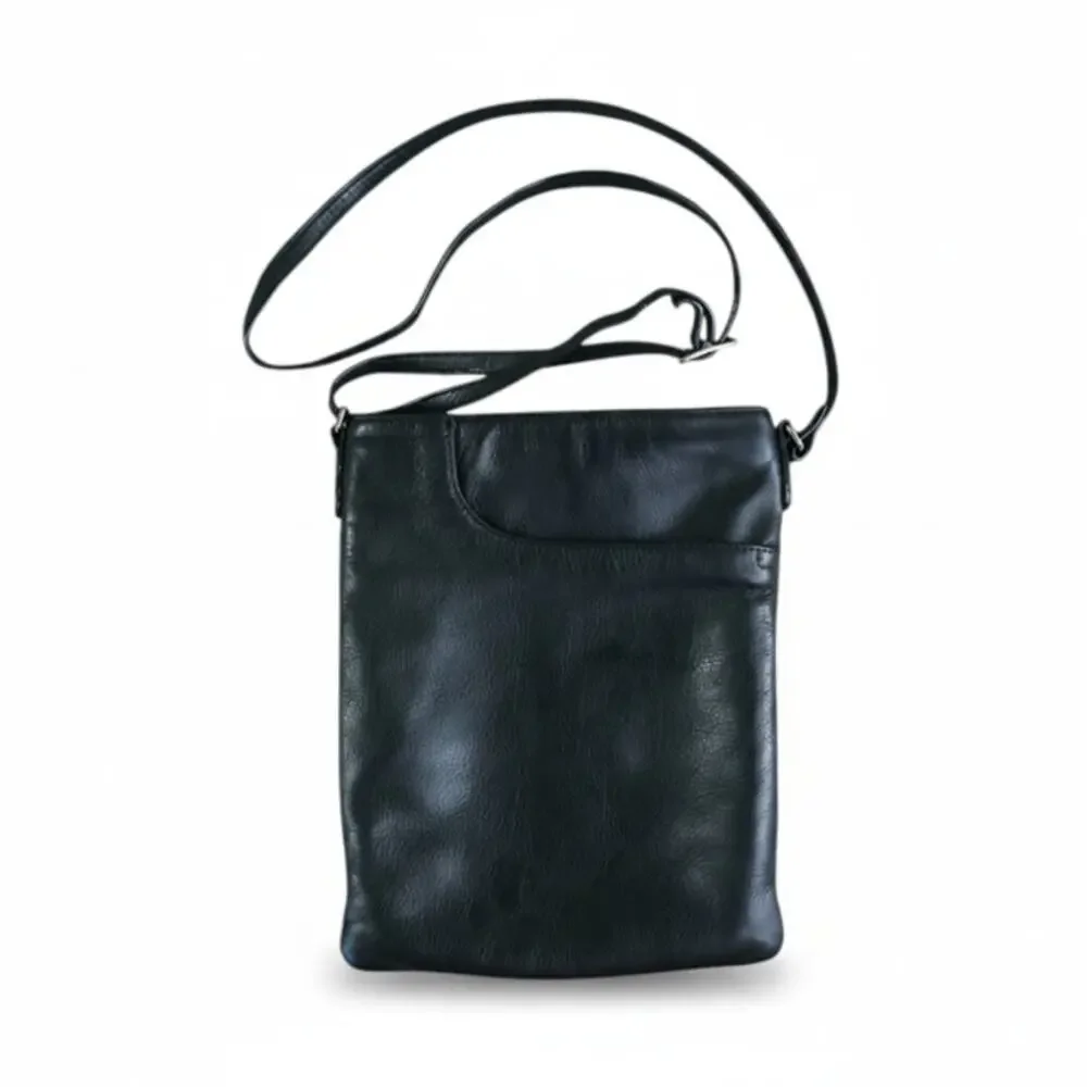 MARGOT Genuine Leather Messenger Crossbody Bag Black Everyday Comfort Travel
